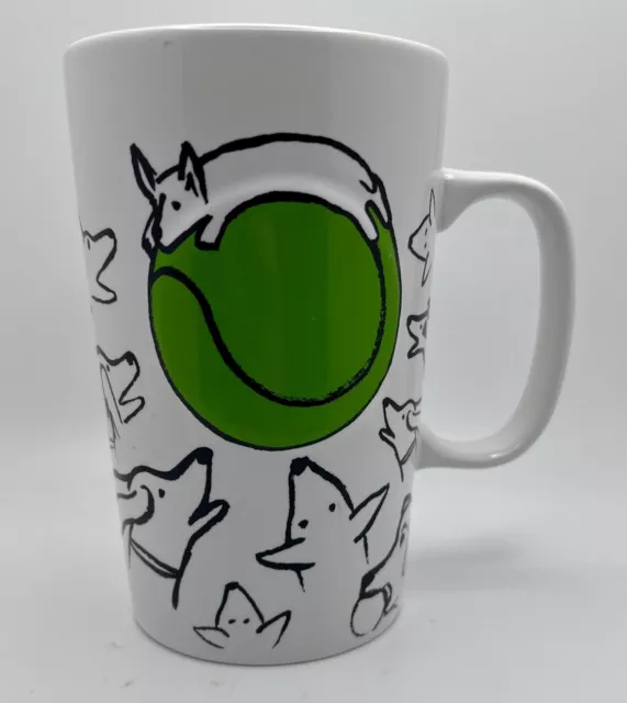 Starbucks Doodle Dog 16 fl oz Coffee Mug Cup Green Tennis Ball Sketch 2015