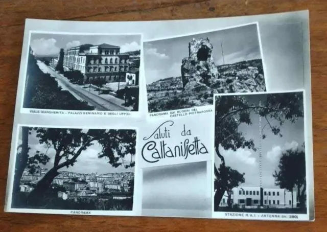 4337 Cartolina Saluti Da Caltanisetta Viaggiata 1956