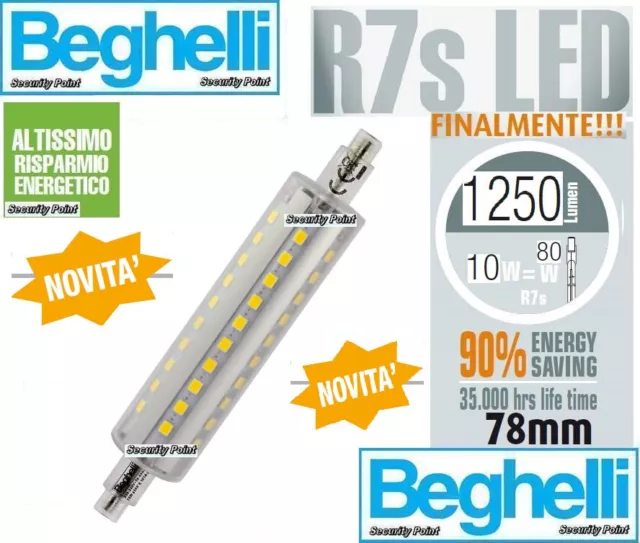 BEGHELLI LAMPADA LAMPADINA LED R7s 10W 4000k LUCE FREDDA 1250lm 78 mm COOL  WHITE EUR 19,99 - PicClick IT