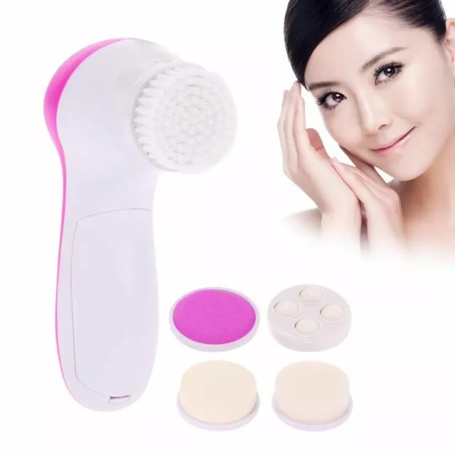 Pro 5In1 Face Facial Cleansing Brush Spa Skin Care Massage Exfoliator Deep Clean 3