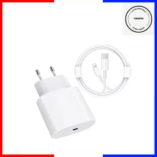 Chargeur Iphone rapide Cable USB C 2M + Adaptateur 20W Rapide pour iPhone