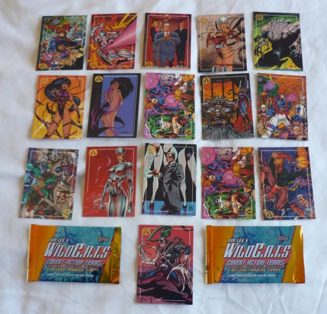 Jim Lee's WildC.A.T.S 16 x Sammelkarten & 2 x Wrapper (1993) Image Comics