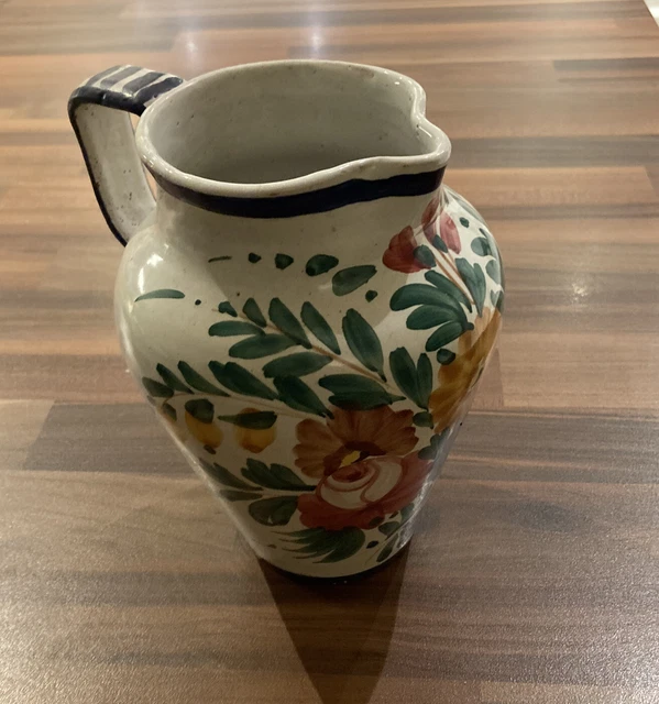 Vintage Hand Painted Castelli  Perugia Pottery Jug/pitcher Made In Italy