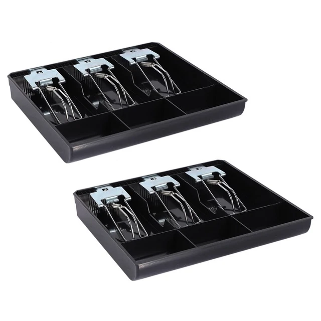 2X 3-Grid Money Cash Coin Register Insert Tray Replacement Cashier Drawer StA7C9
