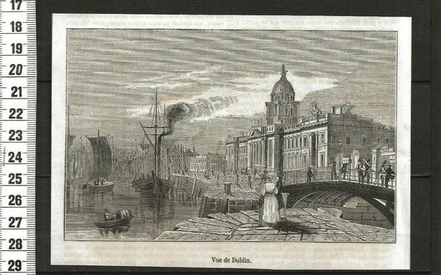 G206  / Gravure 1850 /   Vue De Dublin