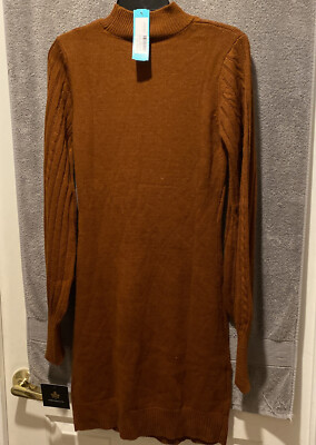Fortune + Ivy Women's Stitch Fix Teagan Sweater Dress Burnt Orange Small NWT