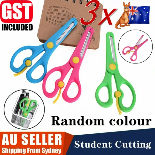 3PCS Student Protective Cutting Craft Hand Kids Tool Scissors Paper Cut DIY New