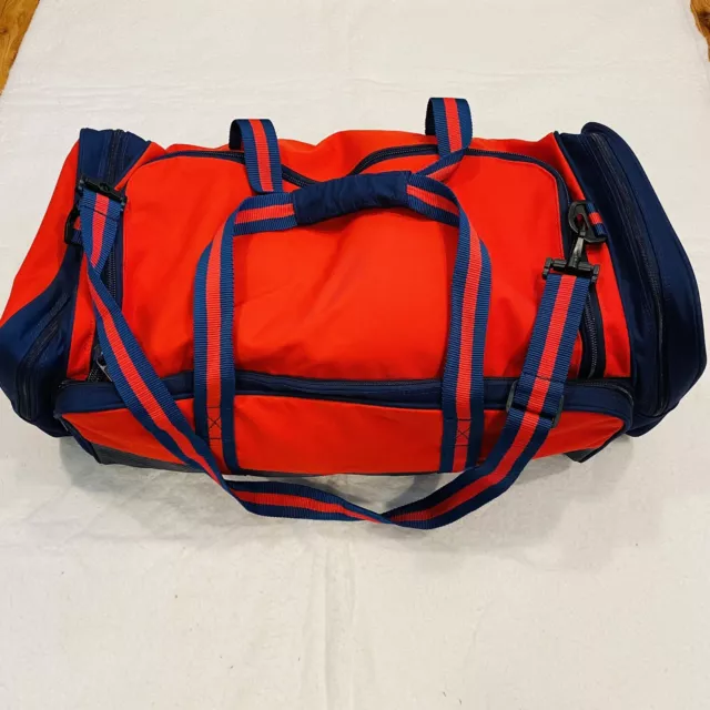 Vintage Gill 60L Sailing Duffel Bag Red & Blue Rubberized 28"x12"x12"