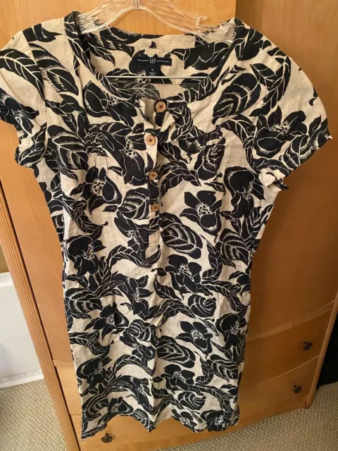 Gap FLORAL POCKET DRESS 100% LINEN WOMEN’S SZ 6