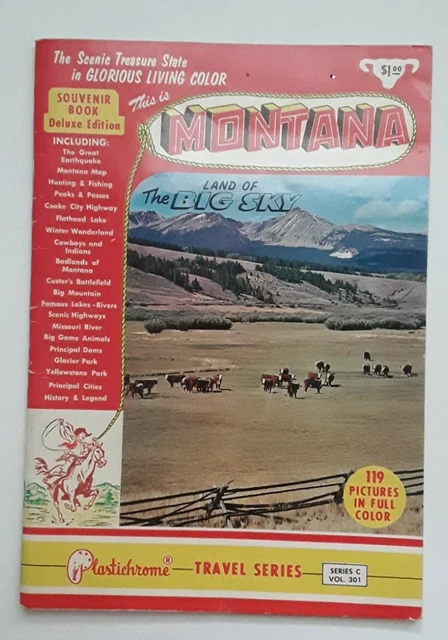 Montana: LAND OF THE BIG SKY vintage souvenir book by Plastichrome Travel Series
