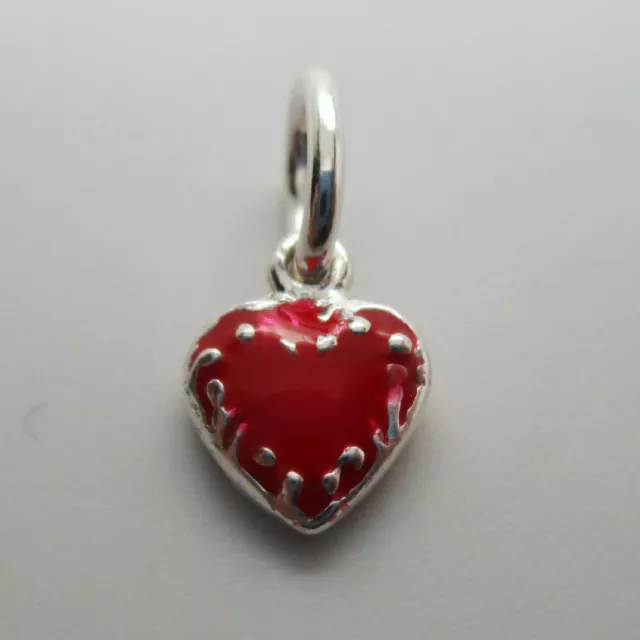 Sterling Silver ENAMEL Red or Pink TINY HEART Charm for Bracelet PUFFY Pendant 3