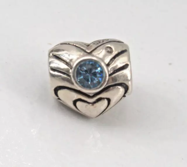 Chamilia Sterlingsilber Charm Herz Perle blau CZ Schild C 3/8