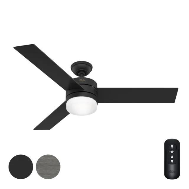 Hunter Fan 54 in Casual Matte Black Indoor Ceiling Fan with Light Kit and Remote