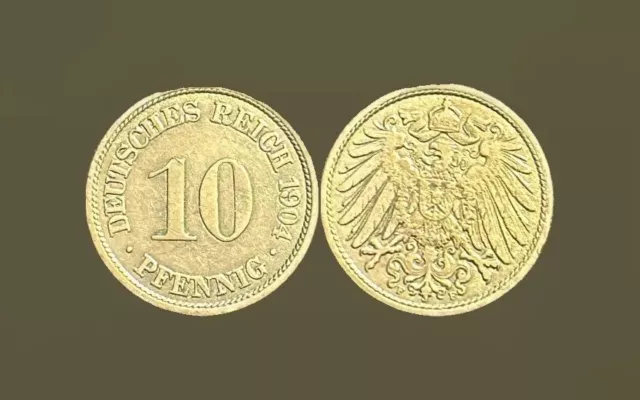 Münze Kaiserreich 10 Pfennig 1904 F 