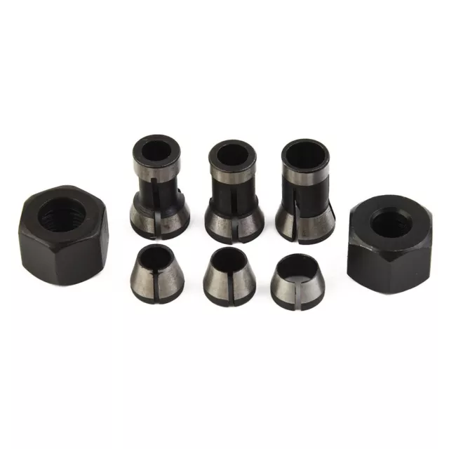 Carbon Steel Router Bit Collet Chuck Adapter Kit for Woodworking Uses+2Pcs Nuts