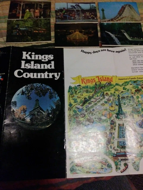 1974 KINGS ISLAND Amusement Park Map Brochure Six Post Cards $70.00