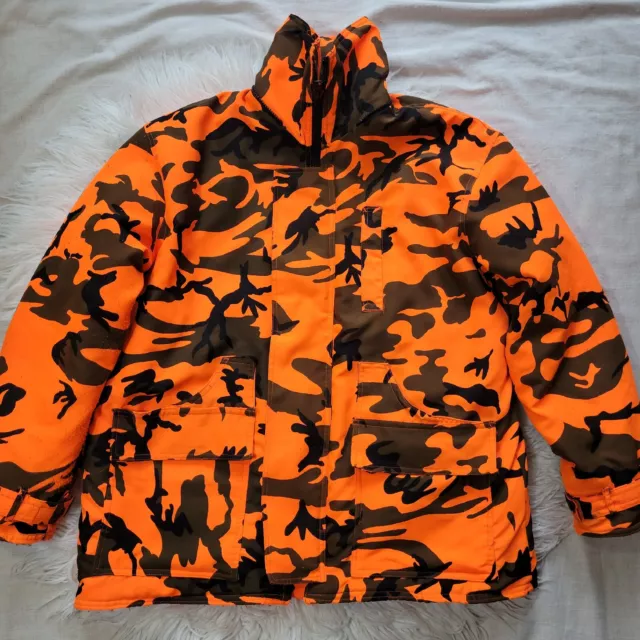 VTG BUSHMASTER BLAZE Orange Camo Hunting Jacket Coat Men’s Size Large ...