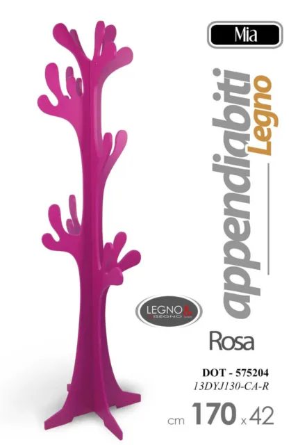 Albero Appendiabiti Attaccapanni In Legno Rosa 42*170 Cm Dot-575204