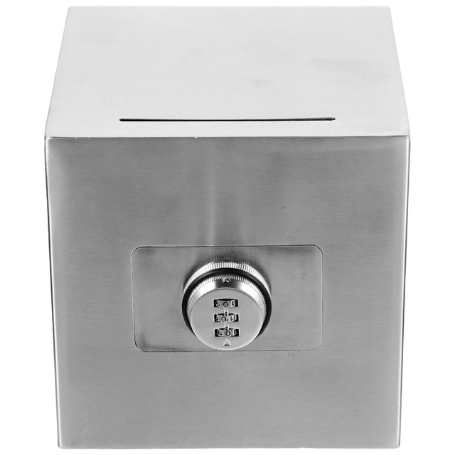 Caja de dinero con cerradura acero inoxidable única alcancía caja de ahorros niños plata