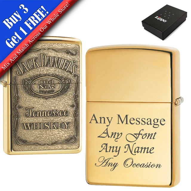Personalised Engraved Brass Jack Daniels Zippo, Official Zippo lighter