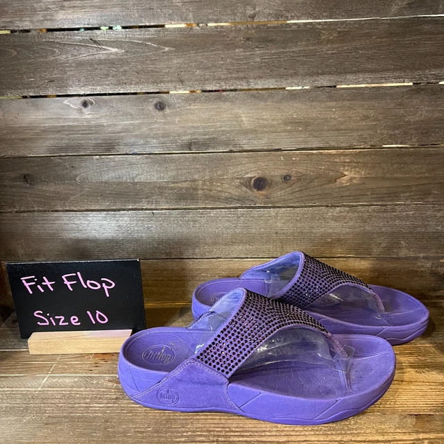 Womens FitFlop Rokkit Purple Rhinestone Thong Comfort Sandals Size 10 M GUC