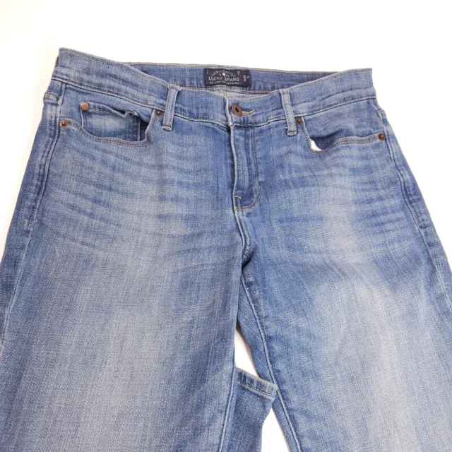 Lucky Brand Jeans Womens 8/29 Sweet Boot Cut Denim Blue Dark Wash Distressed