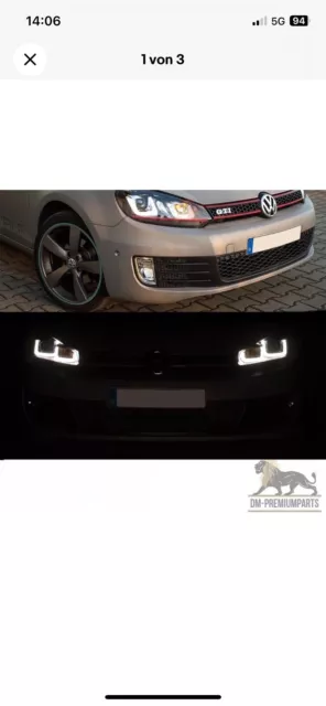 LED Scheinwerfer SET 08-12 Rote Leiste 3D U-LED passt für VW Golf 6 GTI LOOK