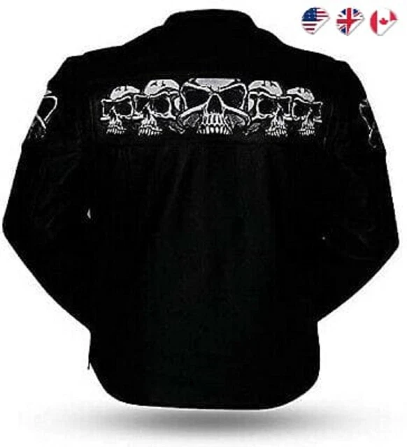 Giacca Halloween Uomo Nero In Pelle Moto Biker Vera Pelle Mucca! 2