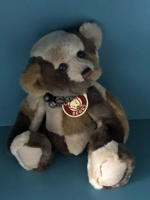 Charlie Bear Rare Cb114748B Philip 2011 Patchwork With 5 Bell Necklace,Tag & Bag
