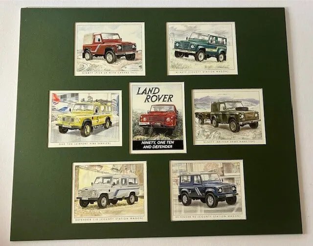 Land Rover Ninety, One Ten And Defender Original Collector Cards Mounted