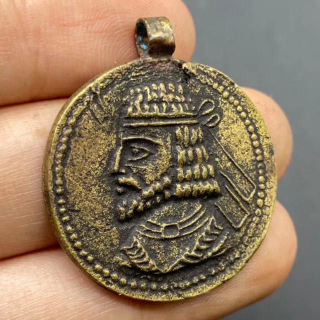 Kingdom of Parthia ORODES I77BC Ancient Bronze Coin Pendant 2