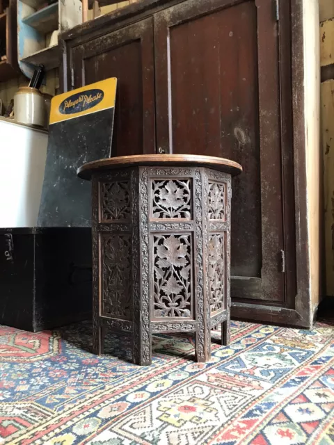 Antique Early to Mid 20th Century Anglo-Indian Carved Side Table