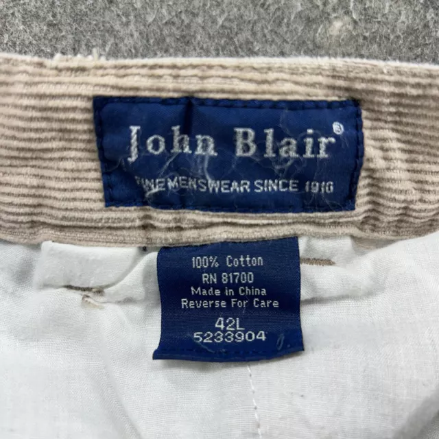 VINTAGE JOHN BLAIR Pants Mens 42x32 Beige Chino Pleated Corduroy Baggy ...