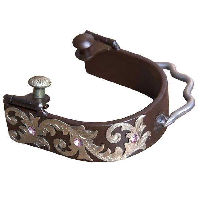 09CN HILASON Western Abr Gs Trim Floral Ladies Horse Riding Spurs Pair