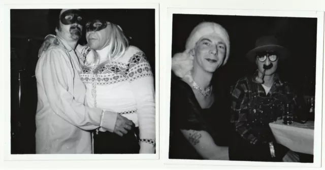 2 Vintage Halloween Party Photos- Gay Men Crossdresser TATTOO Rochester NY 1950s