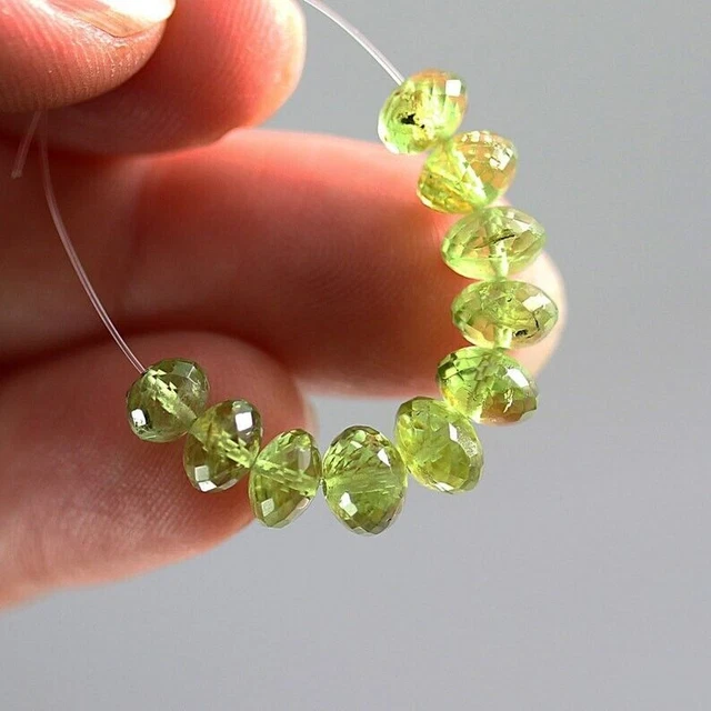 AAA + 3-4MM péridot vert naturel fait à la main rondelle à facettes pierre...
