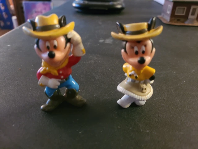 Lot of 2 Disney Mickey Mouse & Minnie Mouse PVC Toy Figures Cowboy Western