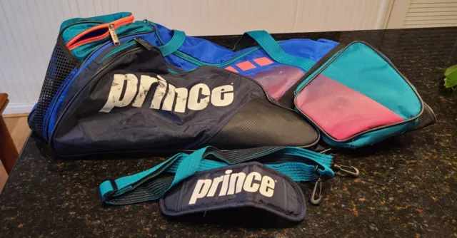 Vintage Vrince Tennis Bag Duffel Blue, Green Black, Good Condition