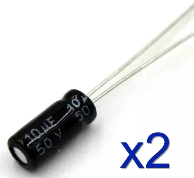 2x condensateur électrolytique 50V 10uF / Aluminium Radial Capacitor 12 x 5mm