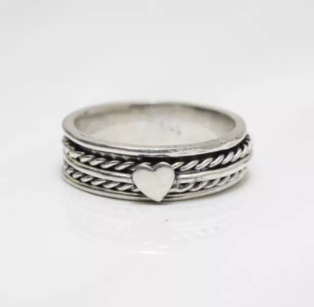 Heart Shape Spinner Ring Handmade solid 925 Sterling Silver Ring Statement Band