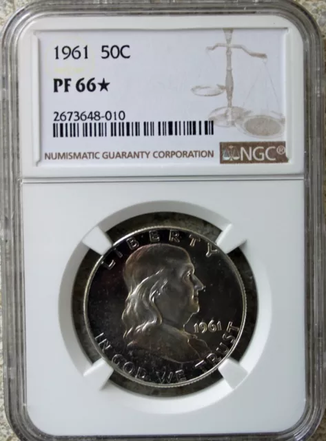 1961 Silver Proof Franklin Half Dollar Coin Fifty Cent US Coin NGC PF66 50c #R