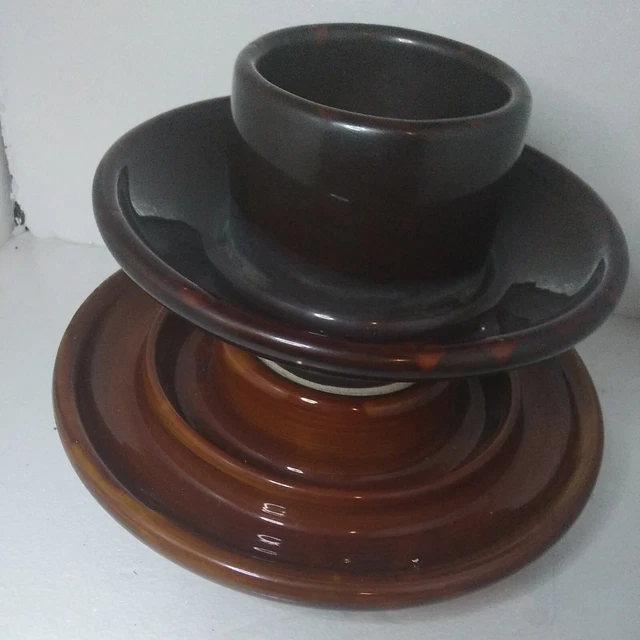 Vintage Ceramic Insulator, High Voltage Glazed Brown 10x7" Large Mushroom Style