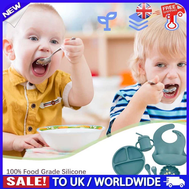 C# 6 piezas/juego de platos de alimentación para bebés dispensadores de grado alimenticio platos para bebés cena para niños