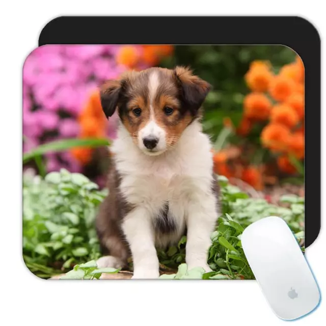 Gift Mousepad : Australian Shepherd Puppy Flowers Dog Pet Animal Cute