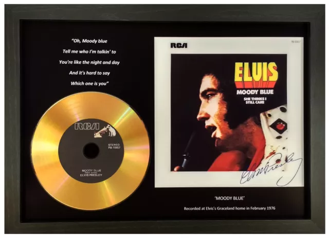 Elvis Presley 'Moody Blue' Signed Gold Disc Collectable Gift Memorabilia