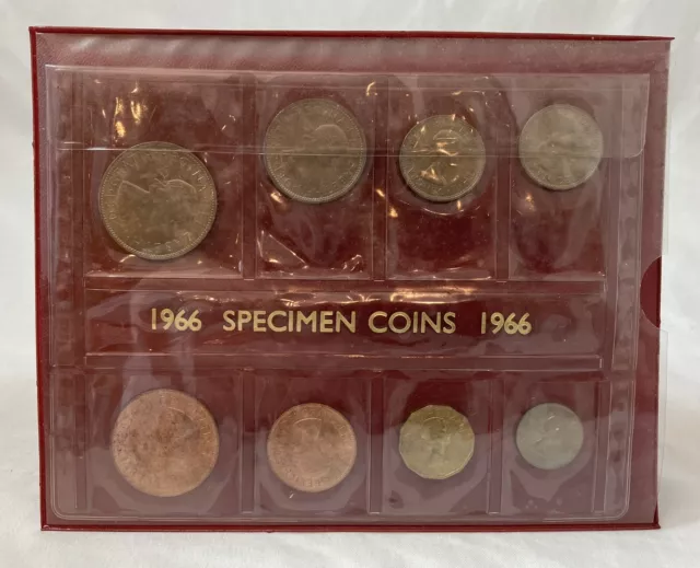 FULL set 1966 Specimen Coins Great Britain in UNC Condition Plastic Case