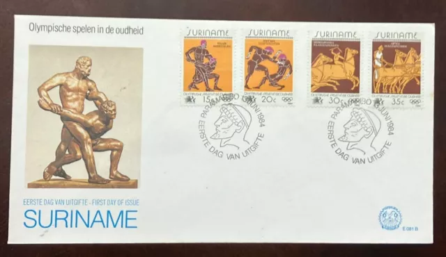 D)1984, Suriname, First Day Cover, Issue Of Antique Olympic Games, Los Angeles U