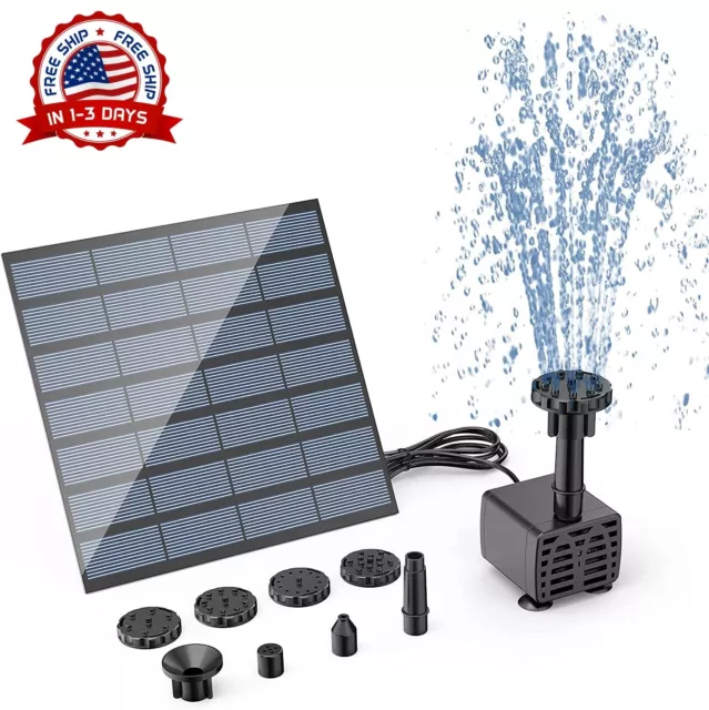 Kit de Bomba de Agua Solar con 6 Boquillas para Fuente Exterior Jardín Estanques