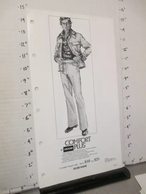 HAGGAR 1976 MEN'S clothing sales ad sheet COMFORT PLUS leisure suit P27 ...