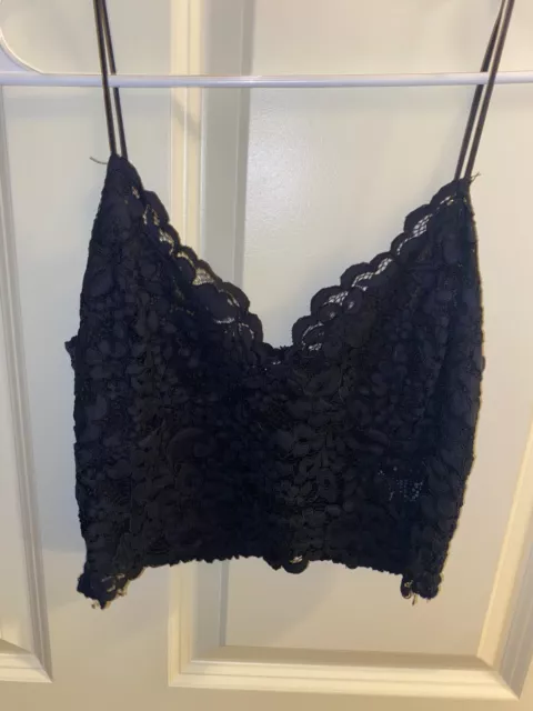 Express Black Lace Tank Crop Top Size Small